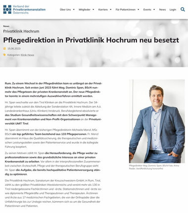 Neuer Pflegedirektor Mag. Dominic Span