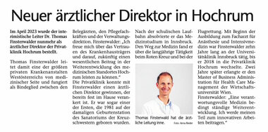 Neuer ärztlicher Direktor Dr. Thomas Finsterwalder