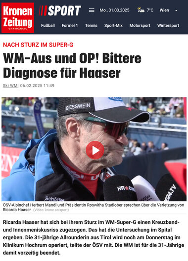 Sturz von Ricarda Haaser
