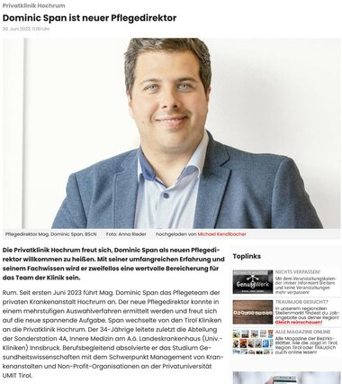 Neuer Pflegedirektor Mag. Dominic Span