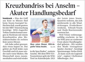 Kreuzbandriss bei Anselm – Akuter Handlungsbedarf